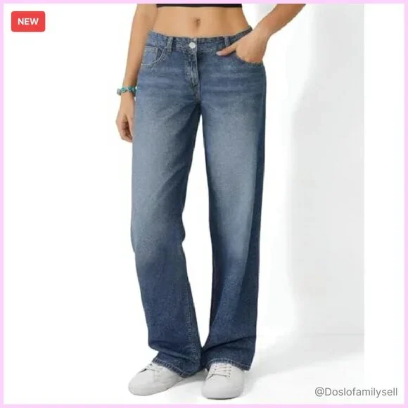 Low Rise Baggy Boyfriend Jeans Wide Leg Loose Fit Y2K Denim Pants